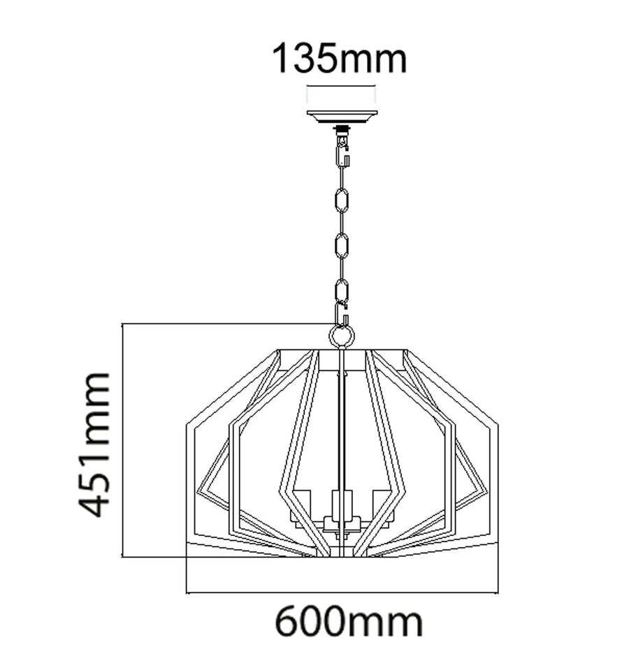 GAMBA: Industrial Rustic Wide Angular Cage Pendant Lights 600mm Black