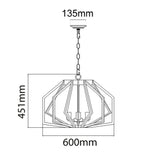 GAMBA: Industrial Rustic Wide Angular Cage Pendant Lights 600mm Black