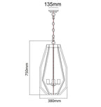 GAMBA: Industrial Rustic Narrow Angular Cage Pendant Lights 380mm Black