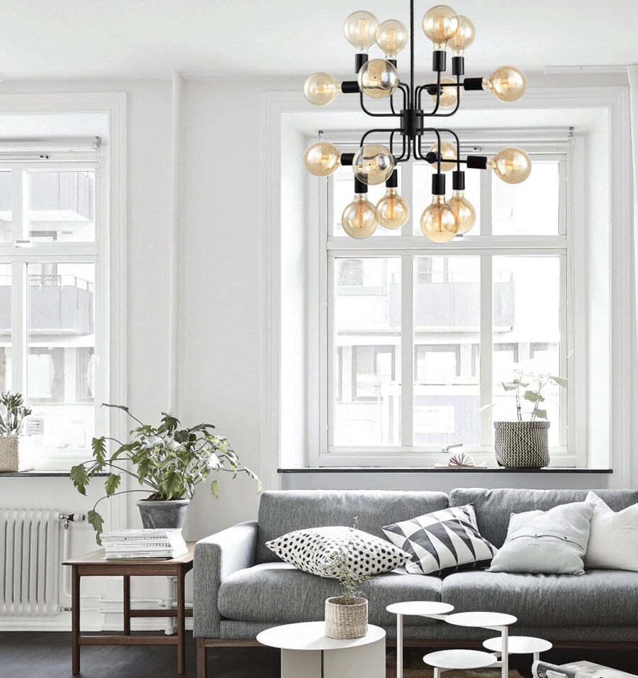 HEXADE: Interior Modern Abstract Pendant Light - 16 Lamps Matte Black