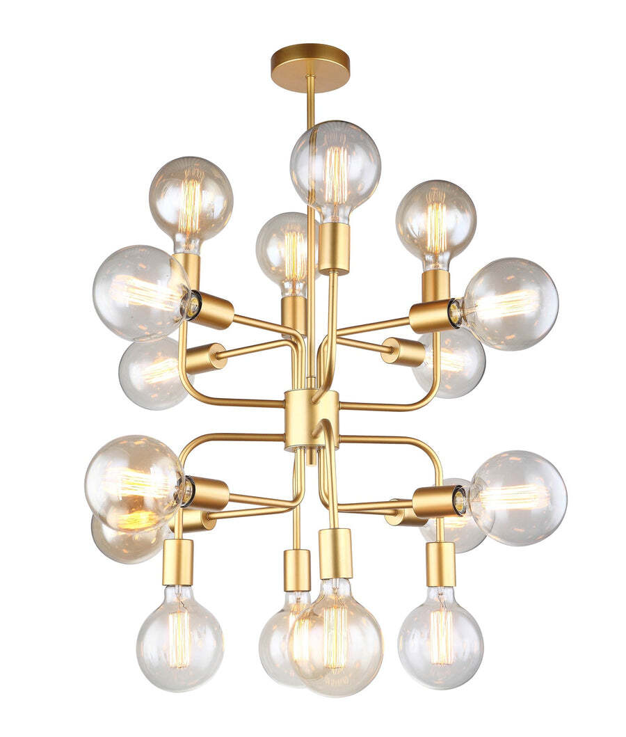 HEXADE: Interior Modern Abstract Pendant Light - 16 Lamps Matte Gold