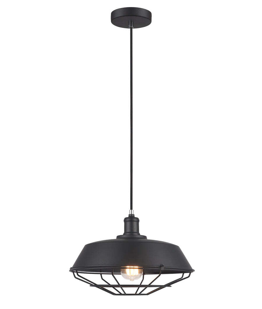 MATRIX: Industrial Iron Dome & Cage Pendant Lights Matte Black