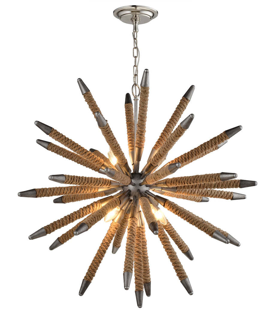 MAZZA: Medieval Style Natural Rope 8 light Pendant Light