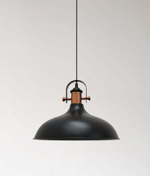 NARVIK: Industrial Scandinavian Dome Shape Pendant Lights Matte Black
