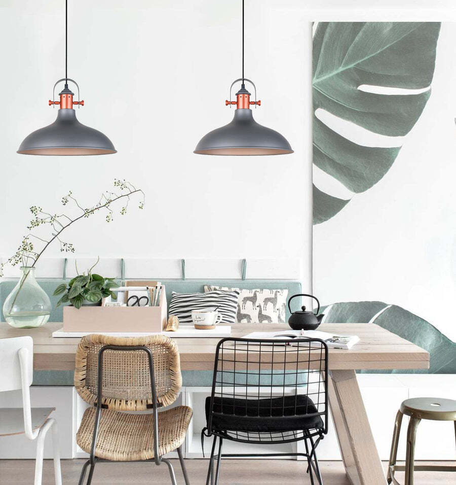 NARVIK: Industrial Scandinavian Dome Shape Pendant Lights Matte Grey