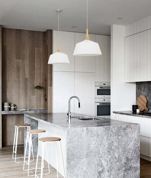 NORDIC: Modern Scandinavian Dome Steel & Wood Pendant Lights White 400mm