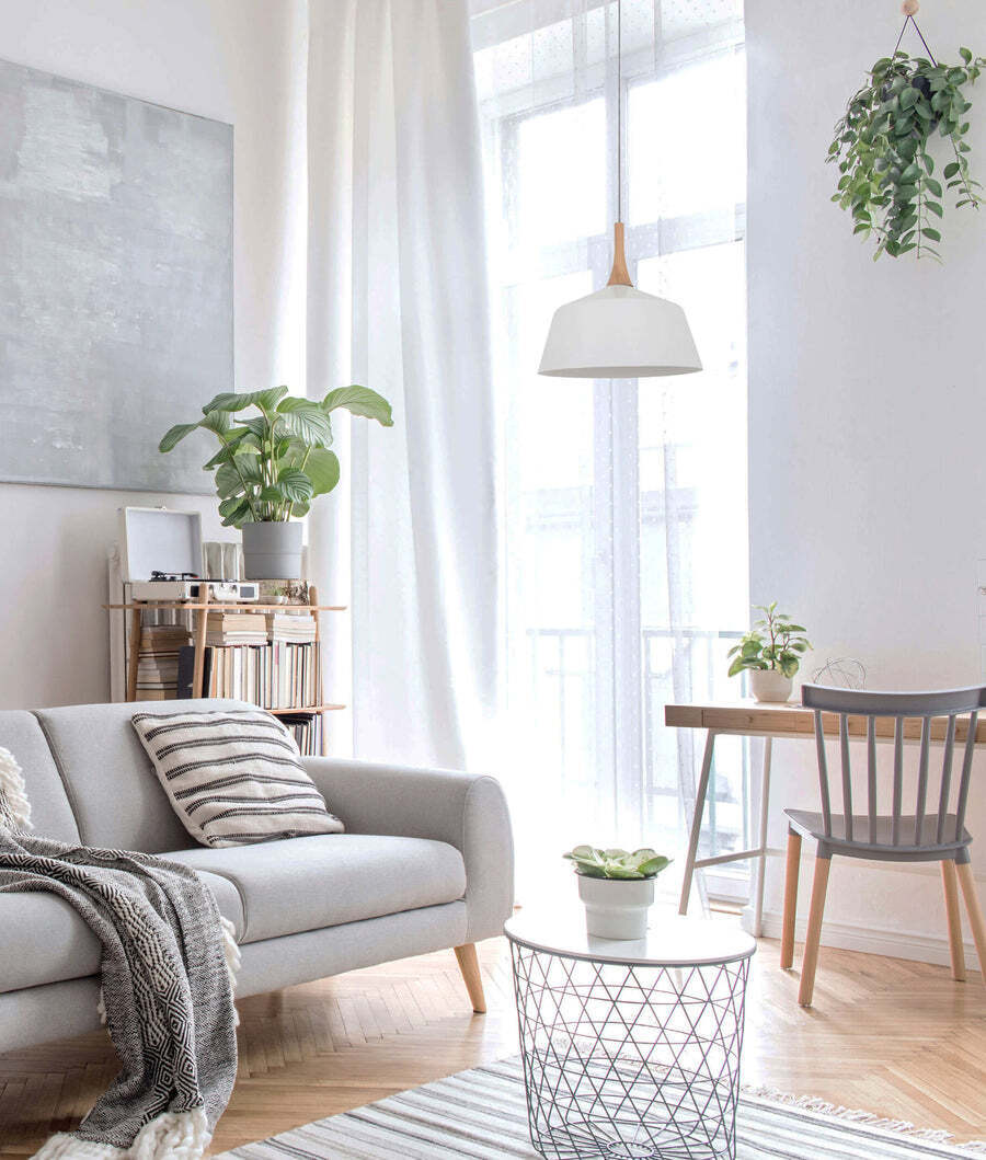 NORDIC: Modern Scandinavian Dome Steel & Wood Pendant Lights White 560mm