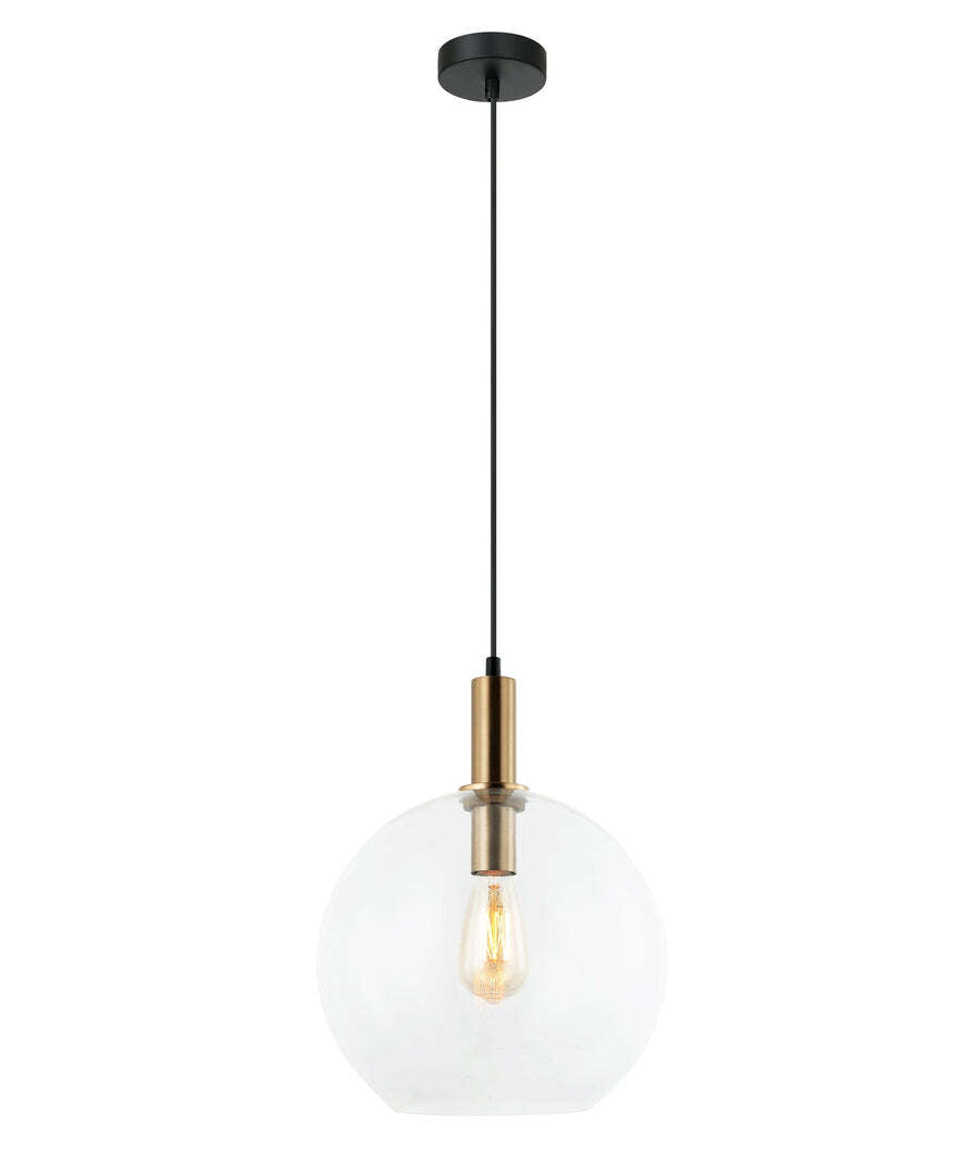 PATERA: Interior Glass with Extended Bronze Highlight Pendant Lights Clear