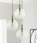 PATERA: Interior Glass with Extended Bronze Highlight Pendant Lights Clear