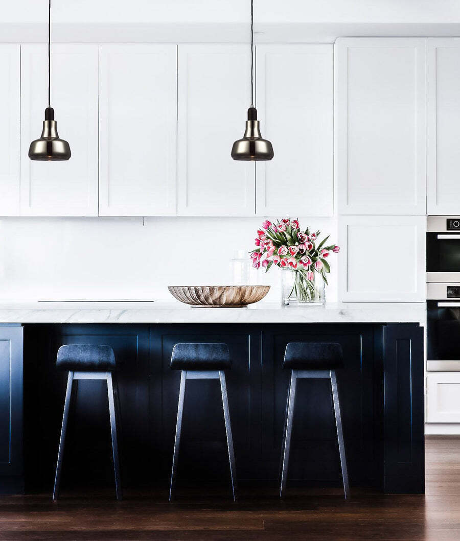 PENOLA: GU10 Smokey Black Glass Dome Pendant Light