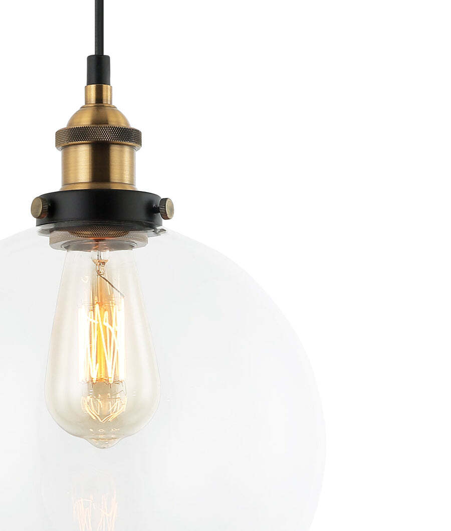 PESINI: Wine Glass Pendant Lights with Antique Brass Clear Glass