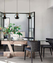 PESINI: Wine Glass Pendant Lights with Antique Brass Black Smoke