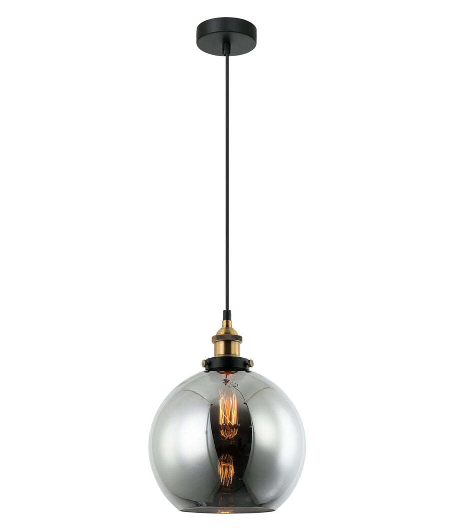 PESINI: Wine Glass Pendant Lights with Antique Brass Black Smoke