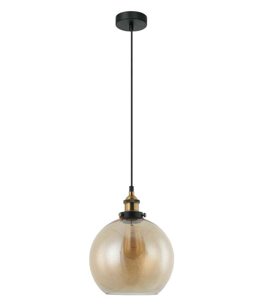 PESINI: Wine Glass Pendant Lights with Antique Brass Amber