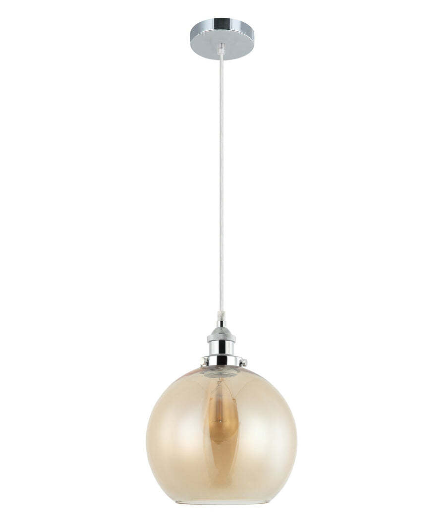 PESINI: Wine Glass Pendant Lights with Chrome Highlight Amber