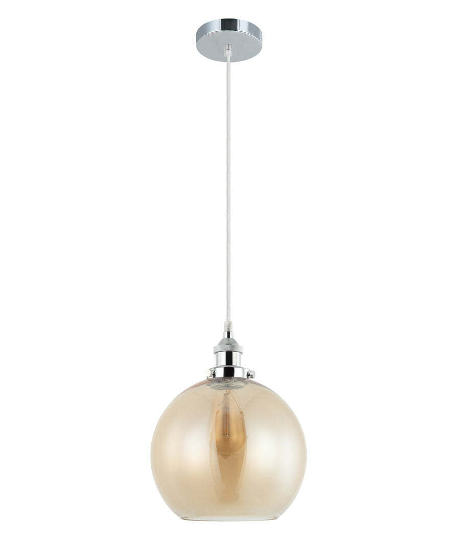 PESINI: Wine Glass Pendant Lights with Chrome Highlight Amber