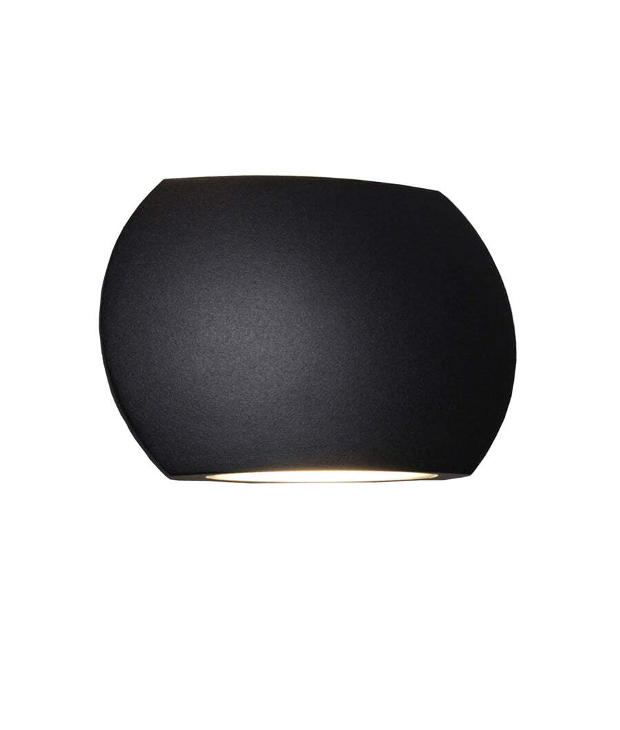 REMO: Surface Mounted LED Exterior Curved Up/Down Wall Lights IP54 Black