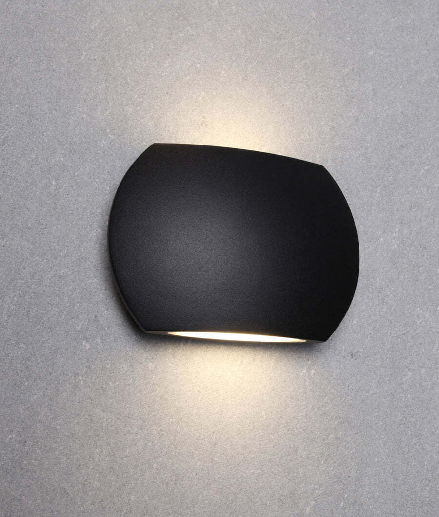 REMO: Surface Mounted LED Exterior Curved Up/Down Wall Lights IP54 Black