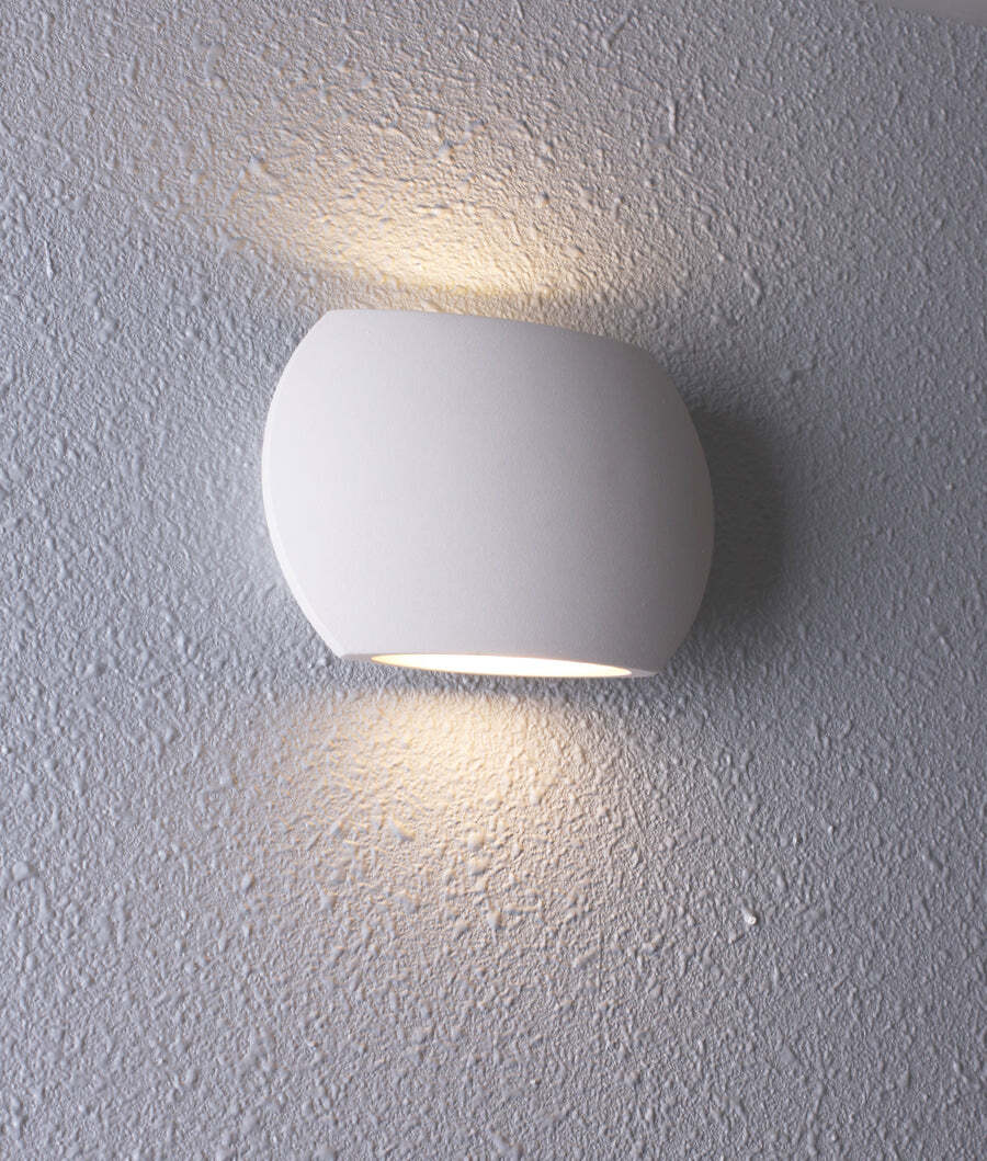 REMO: Surface Mounted LED Exterior Curved Up/Down Wall Lights IP54 White