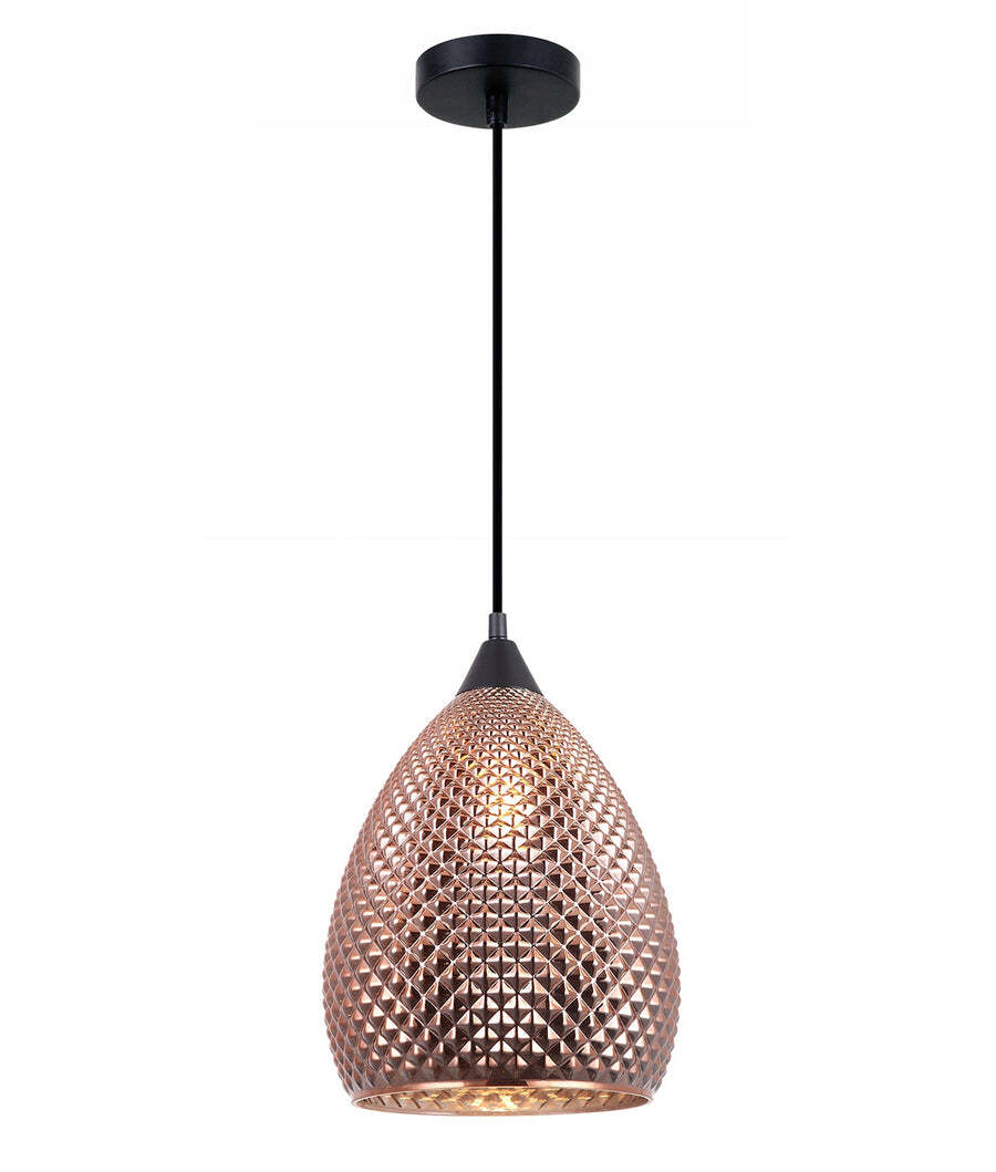 RICTUS: Bohemian Glass Ellipse Shape Pendant Lights Copper Color