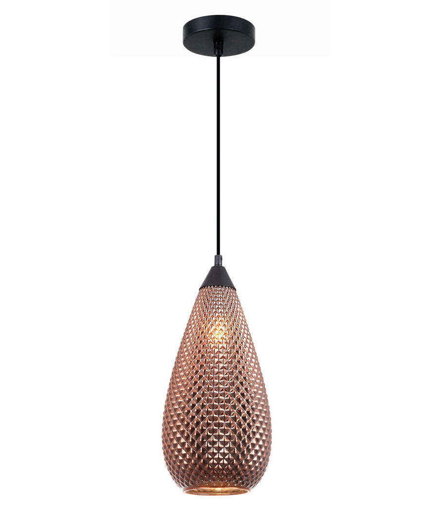 RICTUS: Bohemian Glass Tear Drop Shape Pendant Lights Copper Color