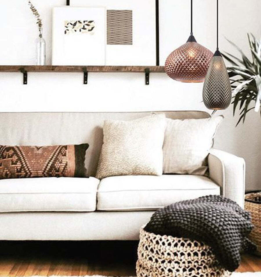 RICTUS: Bohemian Glass Tear Drop Shape Pendant Lights Copper Color