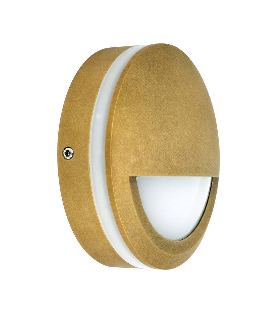 STE: Exterior LED 240V Antique Brass Eyelid Step/Wall Lights IP65