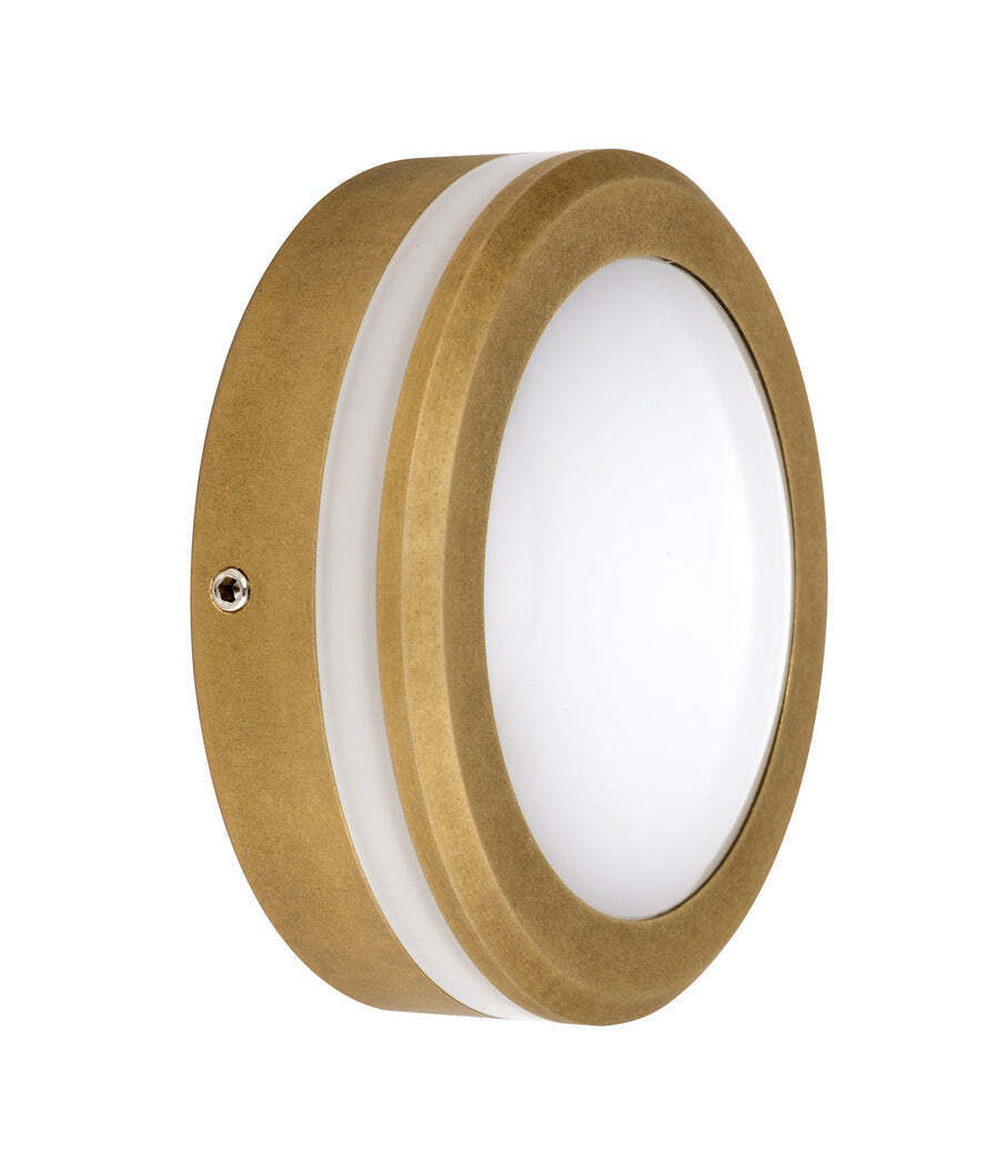 STE: Exterior LED 240V Antique Brass Round Step/Wall Lights IP65