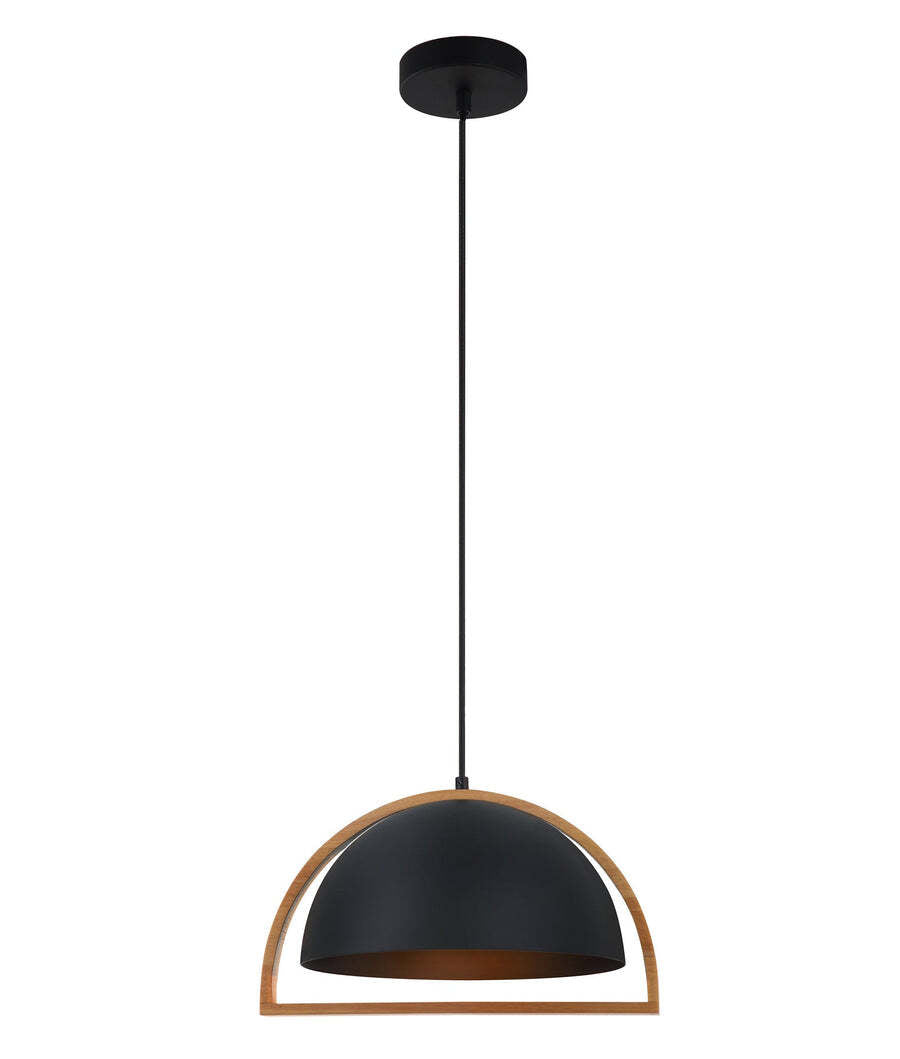 SWING: Dome With Wood Frame Pendant Lights Black