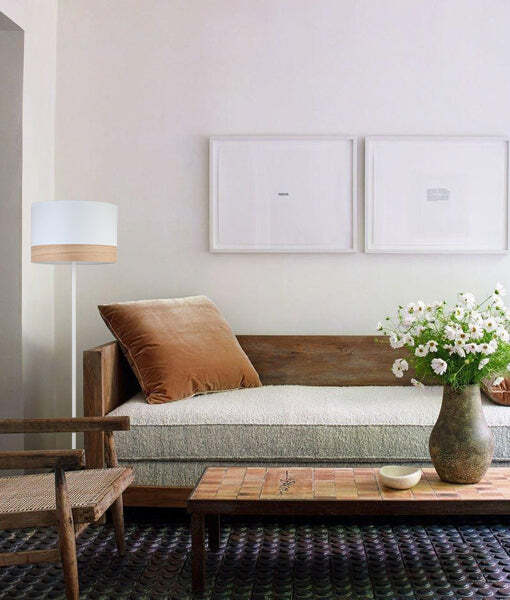 TAMBURA: Scandinavian Large Round Drum Shape Floor Lamps White