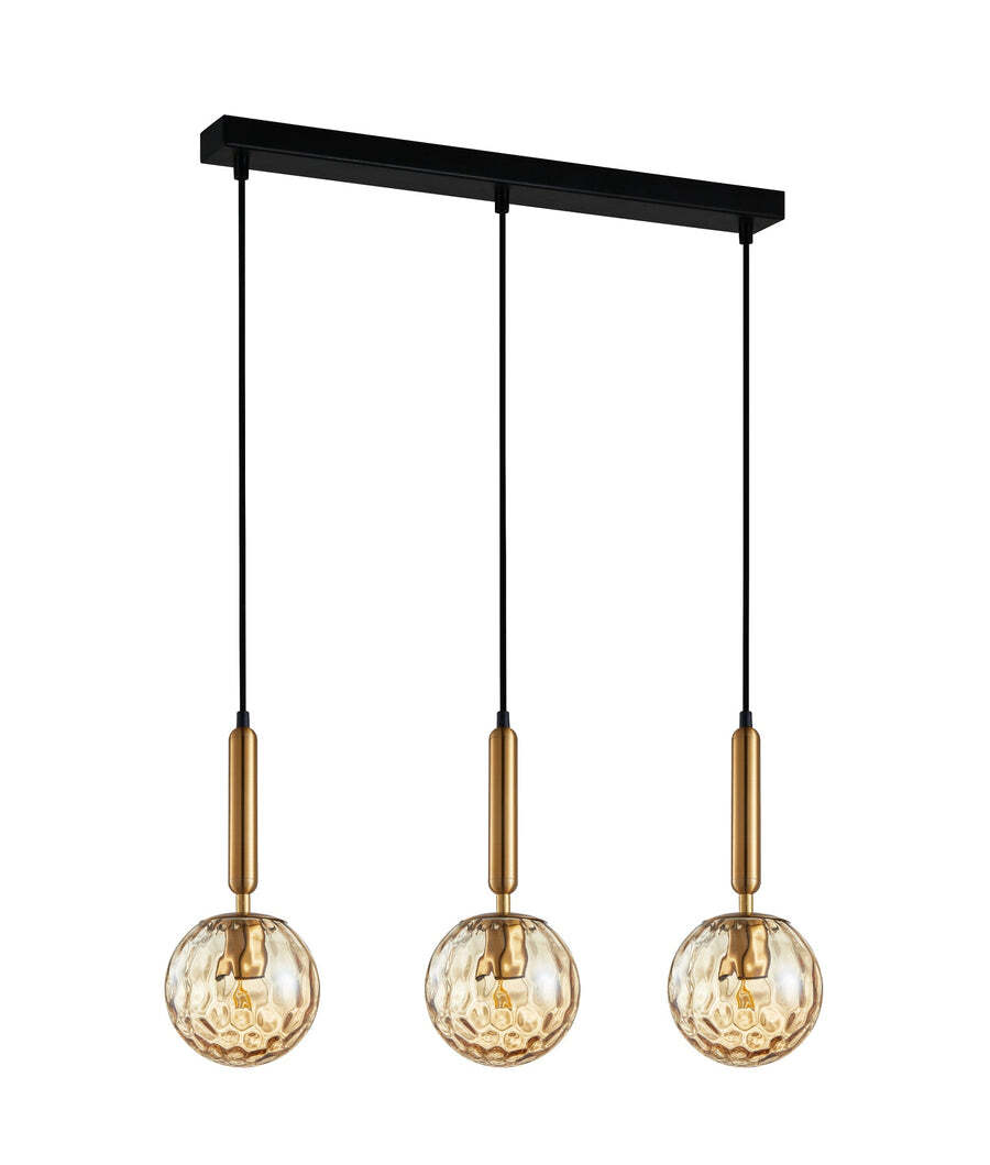 TRATTINO: Bronze Amber Spherical Glass Multiple Round Base Pendant Light