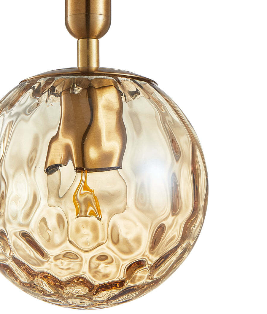 TRATTINO: Bronze Amber Spherical Glass Multiple Round Base Pendant Light