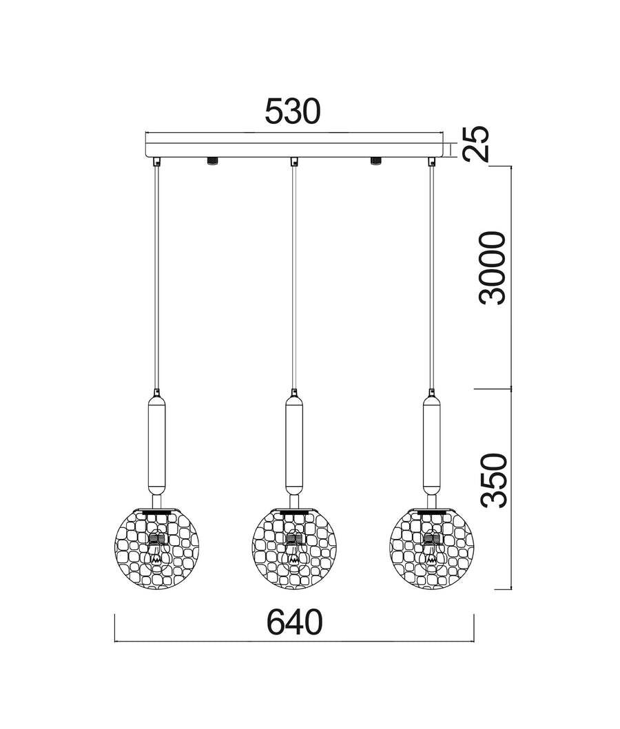 TRATTINO: Bronze Amber Spherical Glass Multiple Round Base Pendant Light