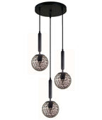 TRATTINO: Smokey Black Spherical Glass Multiple Round Base Pendant Light