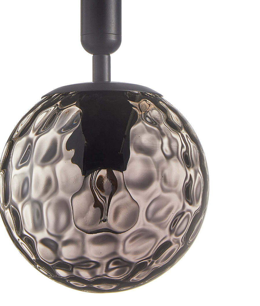 TRATTINO: Smokey Black Spherical Glass Multiple Round Base Pendant Light