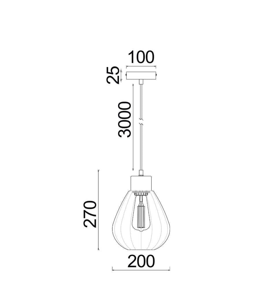 TULIP: Interior Smokey Black Wine Glass Ribbed Pendant Lights