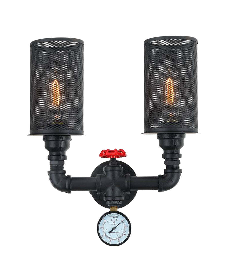 VENETO: Industrial Aged Iron Decorative Wall Light Twin Head