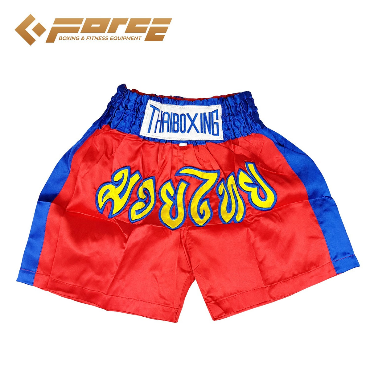 THAIBOXING Adults Boxing Pants Satin Red Bluestrip - Boxing & MMA Shorts
