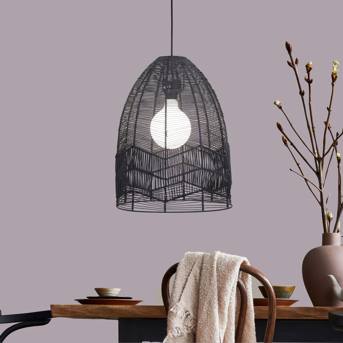 ORIEL SERANG 35 Cane Pendant Light Shade Only - Decorative Pendant Light