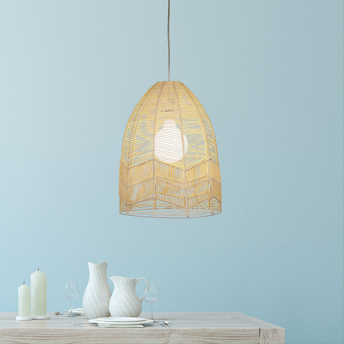 ORIEL SERANG 35 Cane Pendant Light Shade Only - Decorative Pendant Light