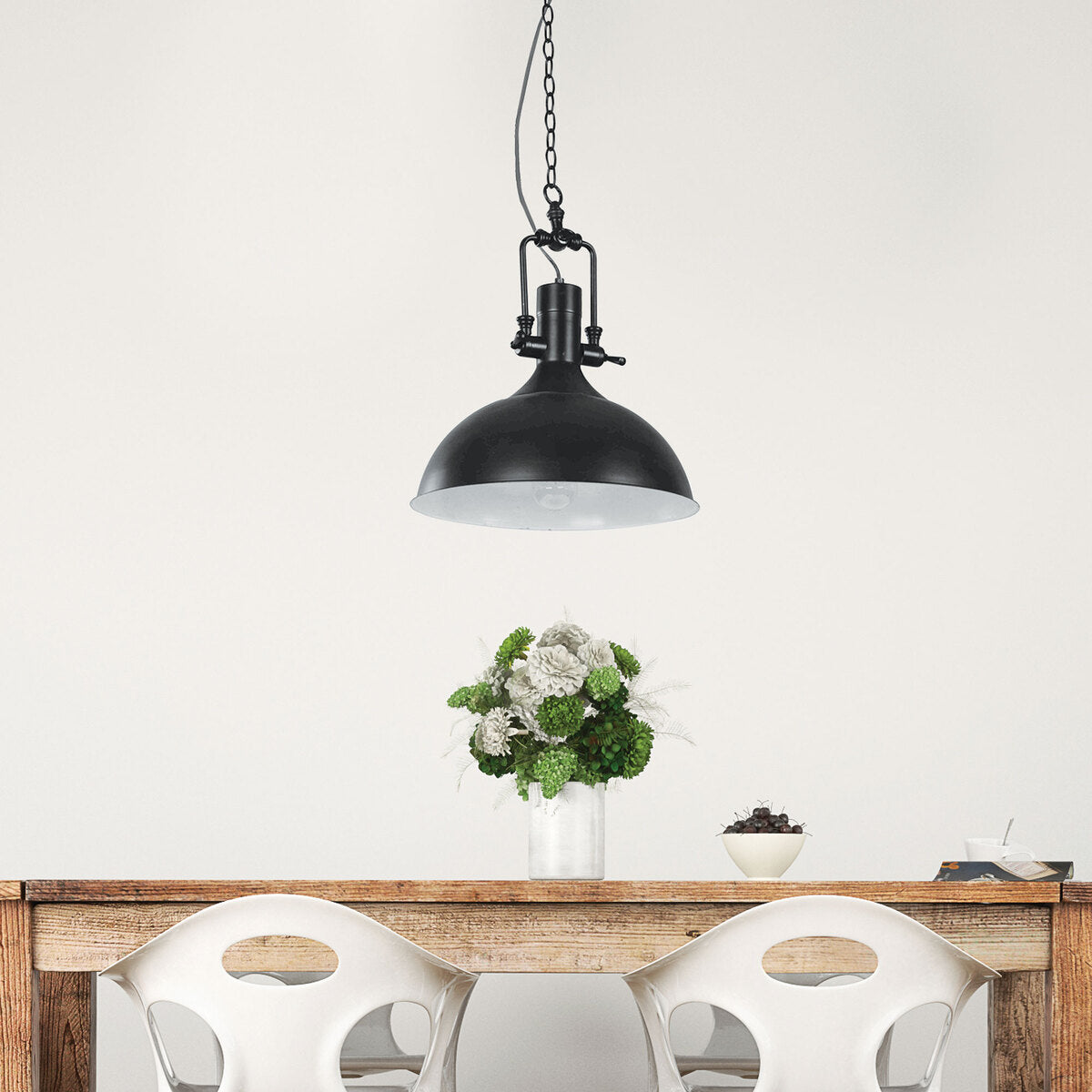 Oriel Lighting COTTAGE Black Urban Retro Industrial Style Pendant Light