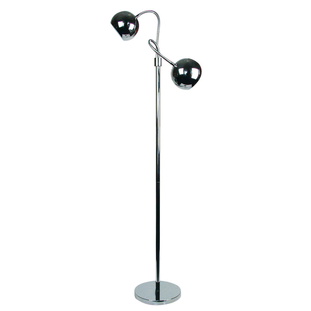 Oriel Lighting BOBO Twin Flexible Neck Retro Style Floor Lamp in Chrome Finish