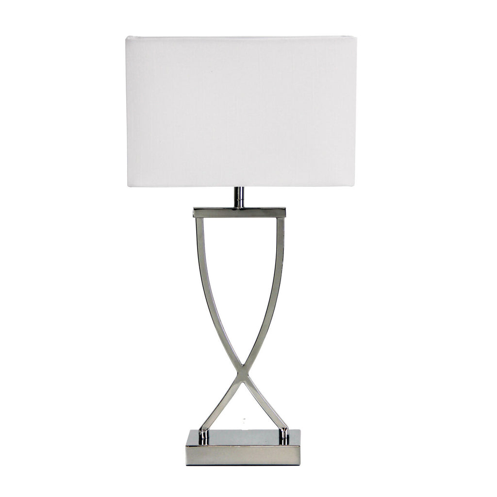 Oriel Lighting CHI Stylish Bedside Lamp with Polyester Shade in Chrome