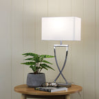 Oriel Lighting CHI Stylish Bedside Lamp with Polyester Shade in Chrome