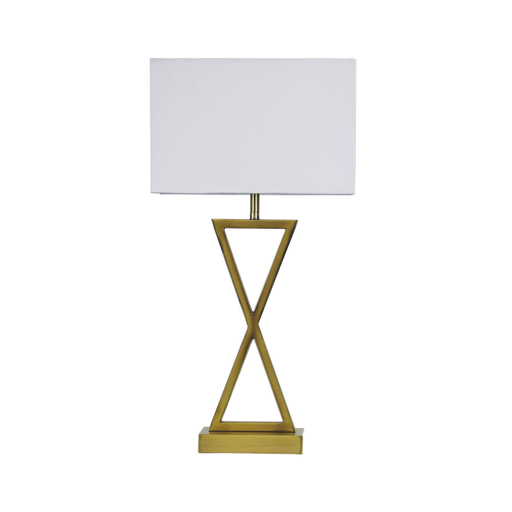 Oriel Lighting KIZZ Antique Brass Stylish Bedside Lamp with Polyester Shade
