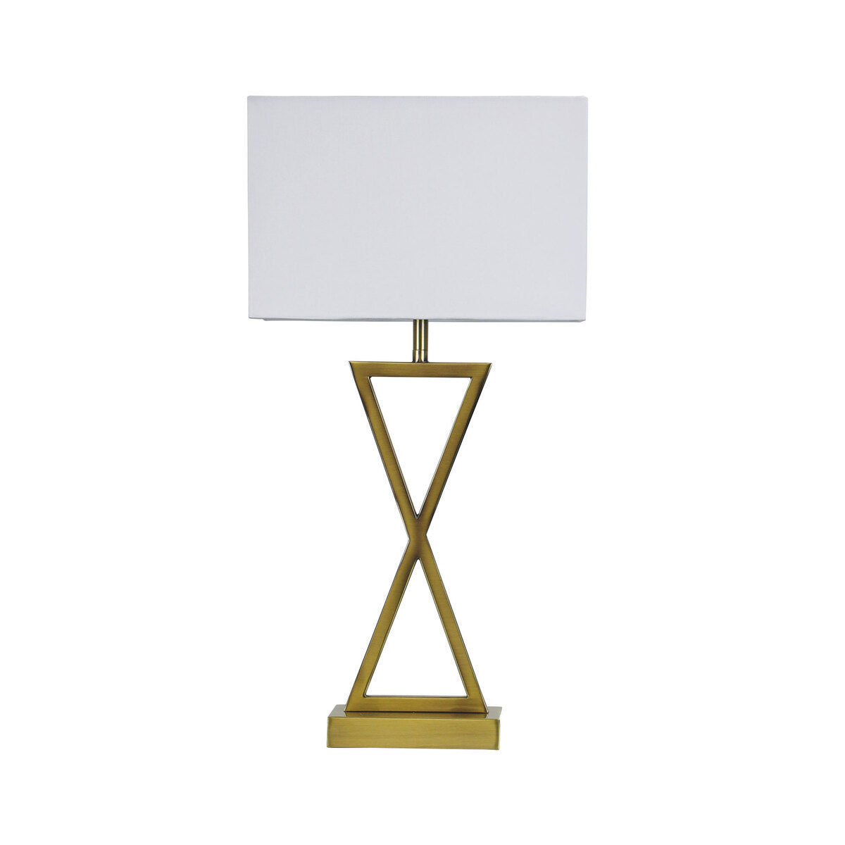 Oriel Lighting KIZZ Antique Brass Stylish Bedside Lamp with Polyester Shade