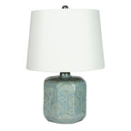 Oriel Lighting BIKKI Embossed Ceramic Lamp with Harp Shade in Blue