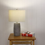 Oriel Lighting STRATA Concrete Finish Complete Table Lamp w Shade