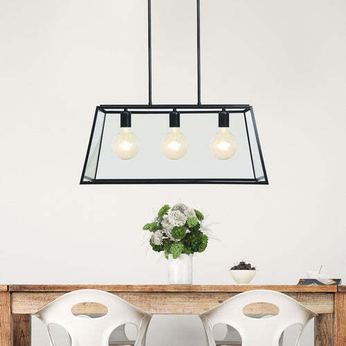 Oriel Lighting EATON.100 4-light 100cm Urban Retro Pendant Light Matt Black