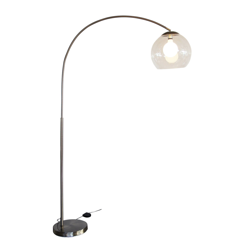 Oriel Lighting OVER Large Arc Floor Lamp with Acrylic Shade Antique Brass